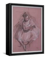 Sitting dancer-Edgar Degas-Framed Stretched Canvas