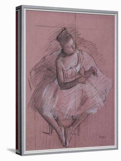 Sitting dancer-Edgar Degas-Stretched Canvas