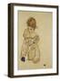 Sitting Girl in Underwear, 1917-Egon Schiele-Framed Giclee Print