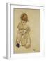 Sitting Girl in Underwear, 1917-Egon Schiele-Framed Giclee Print