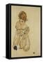 Sitting Girl in Underwear, 1917-Egon Schiele-Framed Stretched Canvas