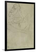 Sitting Half-Nude with Closed Eyes-Gustav Klimt-Framed Giclee Print