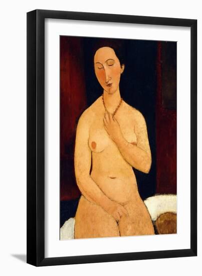 Sitting Nude with Necklace, 1917-Amedeo Modigliani-Framed Giclee Print