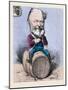 Sitting on a Barrel and Drinking a Glass of Wine-null-Mounted Giclee Print