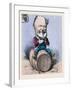 Sitting on a Barrel and Drinking a Glass of Wine-null-Framed Giclee Print