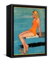 "Sitting on the Diving Board,"August 19, 1933-Penrhyn Stanlaws-Framed Stretched Canvas