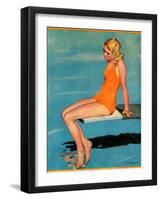 "Sitting on the Diving Board,"August 19, 1933-Penrhyn Stanlaws-Framed Giclee Print