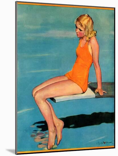 "Sitting on the Diving Board,"August 19, 1933-Penrhyn Stanlaws-Mounted Giclee Print