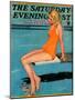 "Sitting on the Diving Board," Saturday Evening Post Cover, August 19, 1933-Penrhyn Stanlaws-Mounted Giclee Print