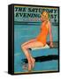 "Sitting on the Diving Board," Saturday Evening Post Cover, August 19, 1933-Penrhyn Stanlaws-Framed Stretched Canvas