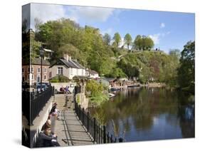 Sitting on the Riverside in Spring, Knaresborough, North Yorkshire, England, United Kingdom, Europe-Mark Sunderland-Stretched Canvas