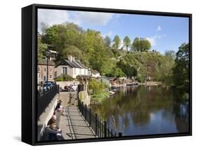 Sitting on the Riverside in Spring, Knaresborough, North Yorkshire, England, United Kingdom, Europe-Mark Sunderland-Framed Stretched Canvas