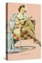 Sitting Pretty, Lady with Ukulele-null-Stretched Canvas