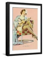 Sitting Pretty, Lady with Ukulele-null-Framed Art Print