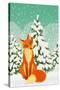 Sitting Red Fox in the Winter Forest-Milovelen-Stretched Canvas