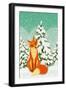 Sitting Red Fox in the Winter Forest-Milovelen-Framed Art Print