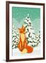 Sitting Red Fox in the Winter Forest-Milovelen-Framed Art Print