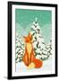 Sitting Red Fox in the Winter Forest-Milovelen-Framed Art Print