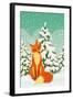 Sitting Red Fox in the Winter Forest-Milovelen-Framed Art Print