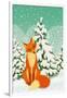 Sitting Red Fox in the Winter Forest-Milovelen-Framed Art Print