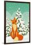 Sitting Red Fox in the Winter Forest-Milovelen-Framed Art Print