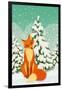 Sitting Red Fox in the Winter Forest-Milovelen-Framed Art Print