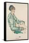 Sitting Semi-Nude with Blue Hairband, 1914-Egon Schiele-Framed Stretched Canvas