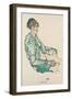 Sitting Semi-Nude with Blue Hairband, 1914-Egon Schiele-Framed Giclee Print