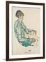 Sitting Semi-Nude with Blue Hairband, 1914-Egon Schiele-Framed Giclee Print