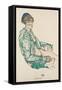 Sitting Semi-Nude with Blue Hairband, 1914-Egon Schiele-Framed Stretched Canvas