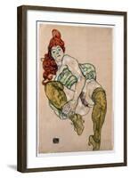 Sitting Woman with Her Right Leg Bent, 1917-Egon Schiele-Framed Premium Giclee Print