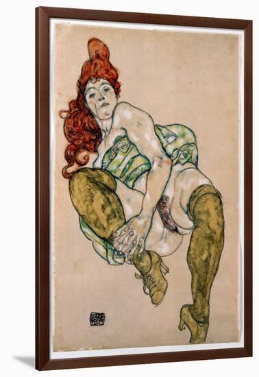 Sitting Woman with Her Right Leg Bent, 1917-Egon Schiele-Framed Giclee Print