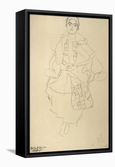Sitting Woman-Gustav Klimt-Framed Stretched Canvas
