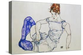 Sitzende Frau Mit Violetten Struempfen, 1917-Egon Schiele-Stretched Canvas