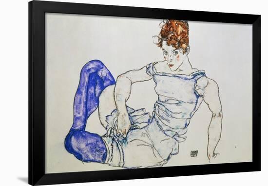 Sitzende Frau Mit Violetten Struempfen, 1917-Egon Schiele-Framed Giclee Print