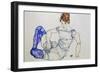 Sitzende Frau Mit Violetten Struempfen, 1917-Egon Schiele-Framed Giclee Print