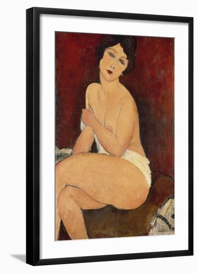 Sitzender Akt auf einem Diwan (oder: La belle Romaine). 1917-Amadeo Modigliani-Framed Giclee Print