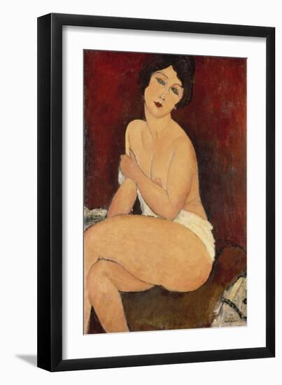 Sitzender Akt auf einem Diwan (oder: La belle Romaine). 1917-Amadeo Modigliani-Framed Giclee Print