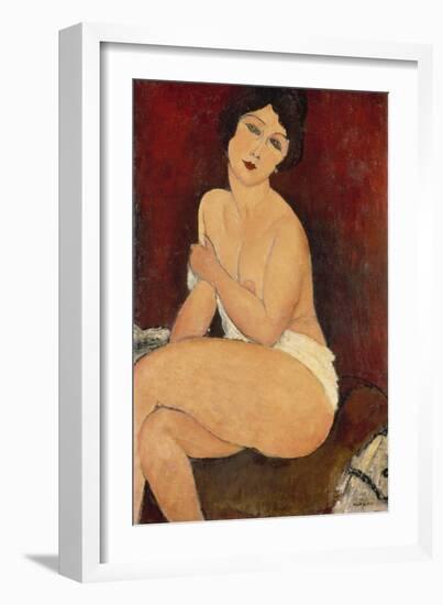 Sitzender Akt auf einem Diwan (oder: La belle Romaine). 1917-Amadeo Modigliani-Framed Giclee Print
