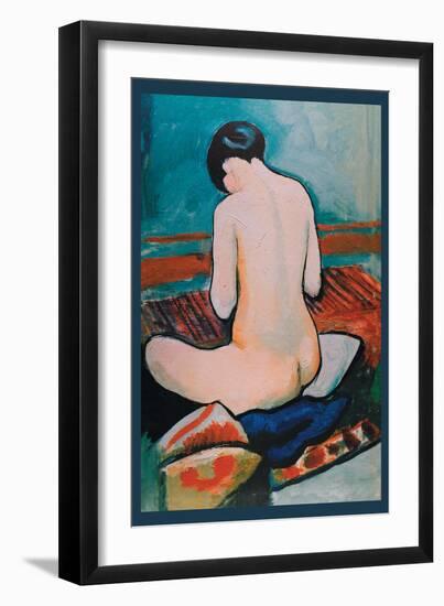 Sitzender Akt Auf Kissen-Auguste Macke-Framed Art Print