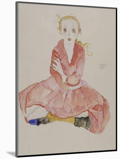 Sitzendes Maedchen, 1911-Egon Schiele-Mounted Giclee Print