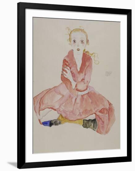 Sitzendes Maedchen, 1911-Egon Schiele-Framed Premium Giclee Print