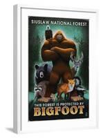 Siuslaw National Forest, Oregon - Bigfoot - Respect Our Wildlife-Lantern Press-Framed Art Print