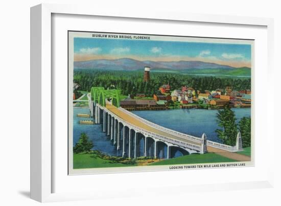 Siuslaw River Bridge in Florence, Oregon - Florance, OR-Lantern Press-Framed Art Print