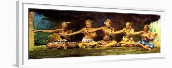 Siva Dance with 5 Dancers, Vaiala, Samoa, 1890-John La Farge-Framed Premium Giclee Print