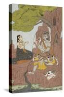 Siva vénéré par Parvati sur le mont Kailasha-null-Stretched Canvas