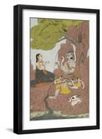 Siva vénéré par Parvati sur le mont Kailasha-null-Framed Premium Giclee Print