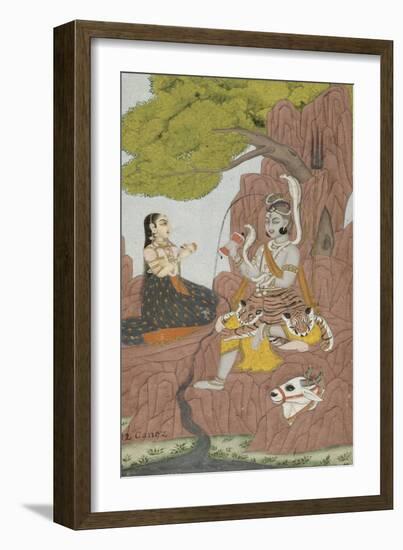 Siva vénéré par Parvati sur le mont Kailasha-null-Framed Giclee Print