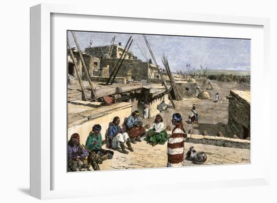 Siversmiths at Work in Zuni Pueblo, New Mexico, 1800s-null-Framed Giclee Print