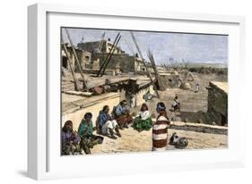 Siversmiths at Work in Zuni Pueblo, New Mexico, 1800s-null-Framed Giclee Print